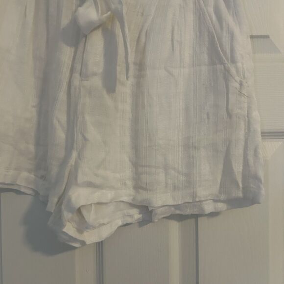 L*Space Shorts Ioana Paperbag White Small Solid Textured Summer Set Pockets Belt - Picture 5 of 10